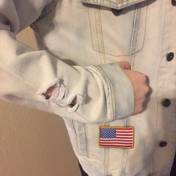 Ring of Fire Denim Oversized Distressed Jean jacket trucker - Picture 3 of 10